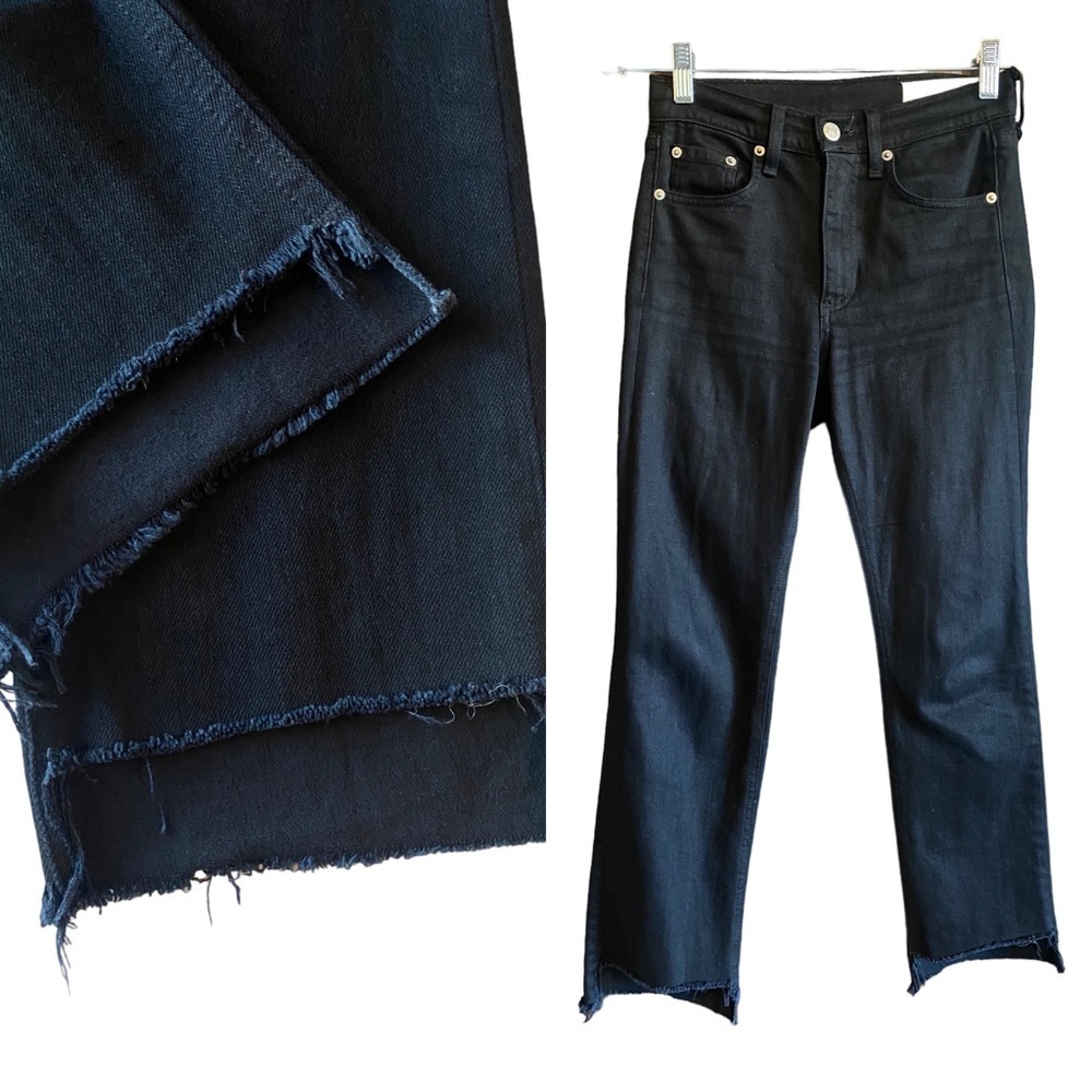 Rag & Bone Woman’s Straight High Low Raw Hem Jeans, Size 23